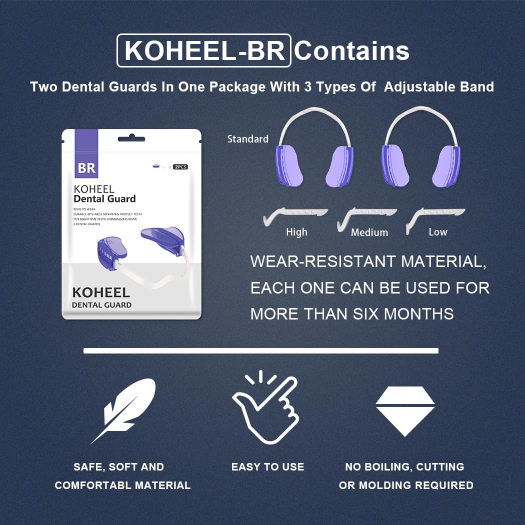 KOHEEL BR-PRO Gouttière Dentaire Ajustable contre le Bruxisme, Protège-Dents de Nuit Sans Ébullition Anti-Grincement & Serrement de Dents (Lot de 2)