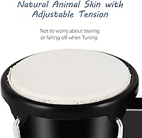 Vista 3 de Juego de Bongós de 4'' y 5'' para Adultos Principiantes, Bongós Naturales Afinables, Instrumentos de Percusión con Llave de Afinación y Caja