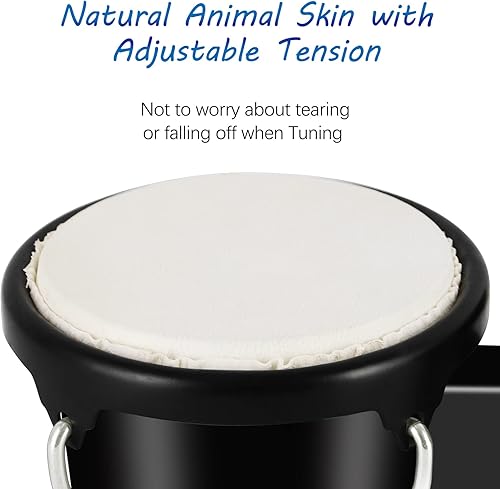 Miniatura 24 de Juego de batería Bongo con llave de afinación Bongos para niños, adultos, principiantes, tambores Bongo transparentes de 6 y 7 pulgadas