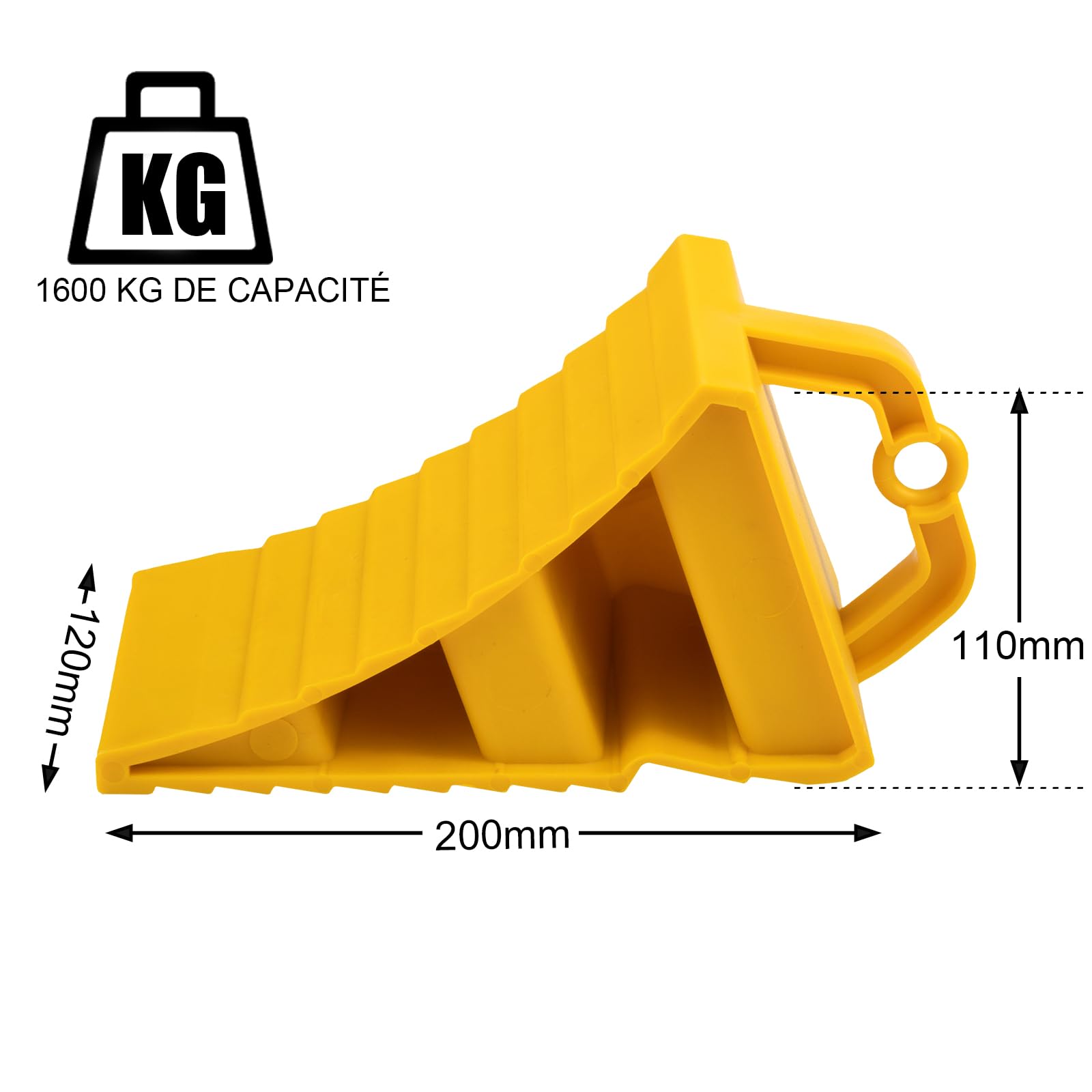 GAsupply Lot de 4 cales de roue en plastique avec poignée - Cales de frein - Pour voiture, remorque, caravane, camping-car