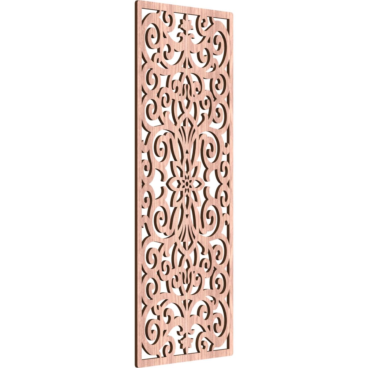 Buel Decorative Pierced Fretwork Wood Wall Panels, 19 3/8"W x 49 3/8"H x 3/8"T, Walnut