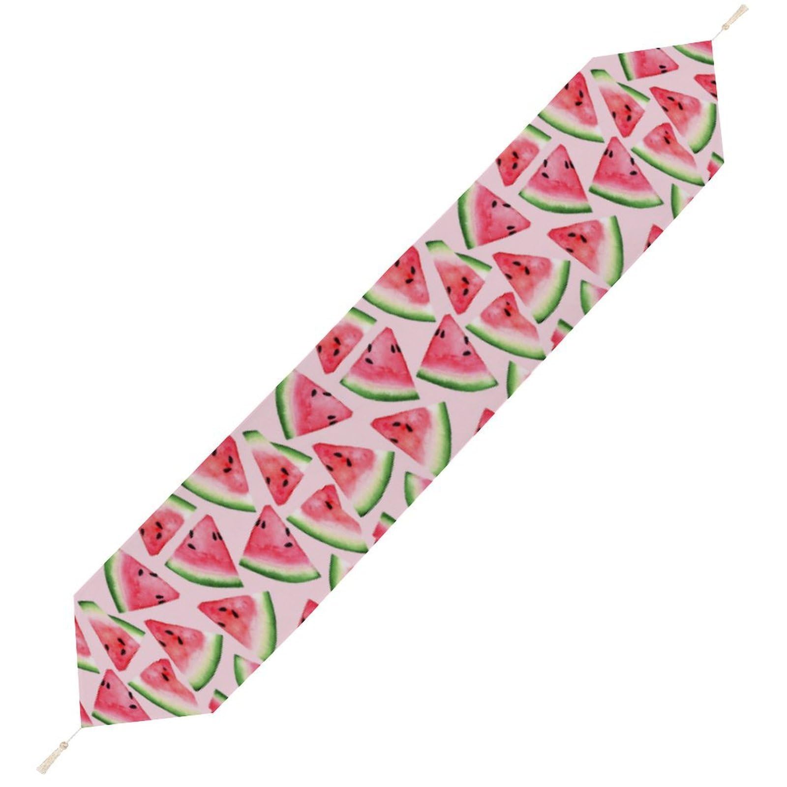 JZemdybill 229*33cm Table Runner with Tassel, Fruity Watermelon Table Runner, Table Decoration for Kitchen, Party, Restaurant
