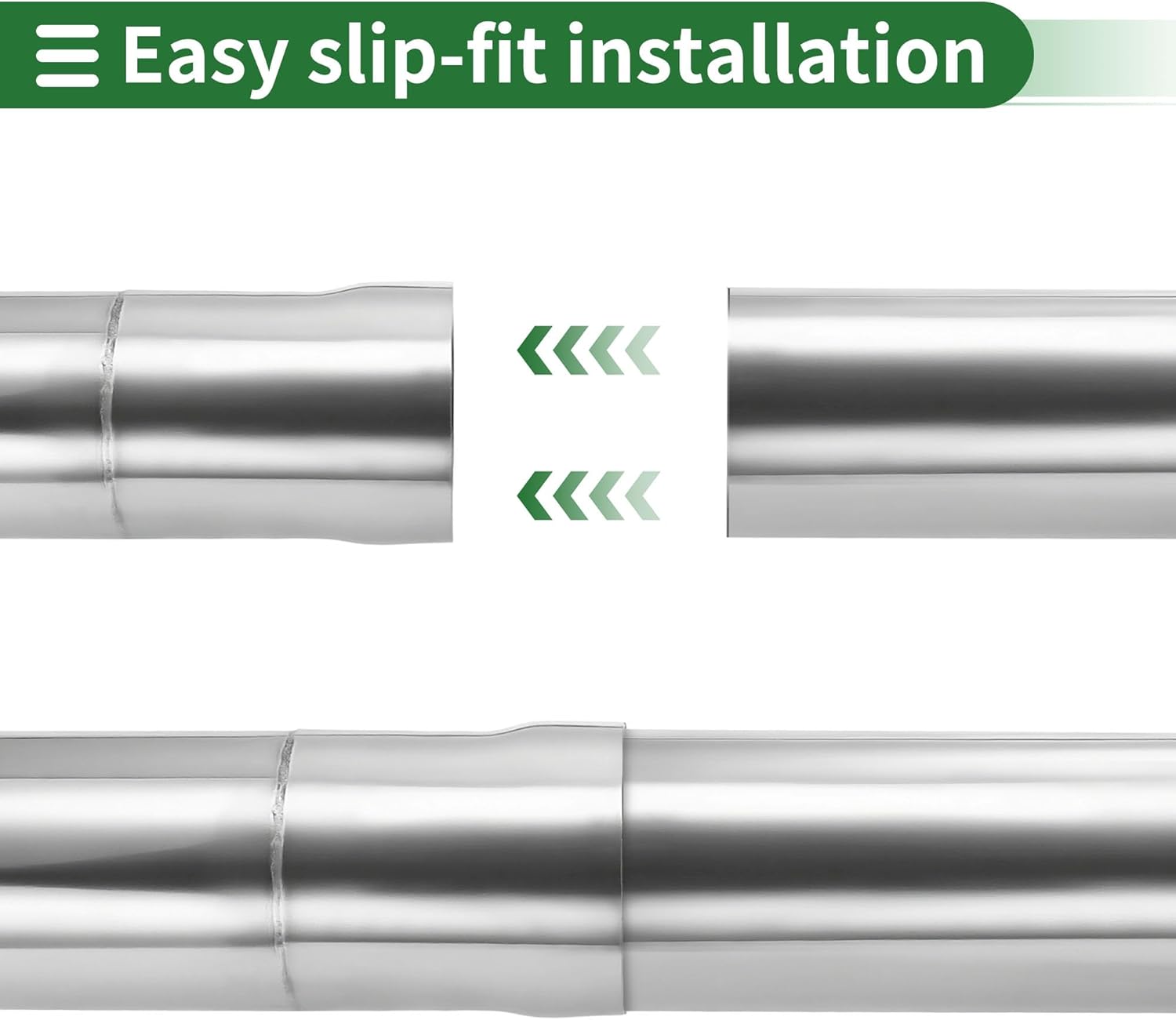 Motoforti 2.75" OD Straight Tubing Mandrel Exhaust Tube Pipe 35" Length T304 Stainless Steel Universal Fit Piping Silver Tone