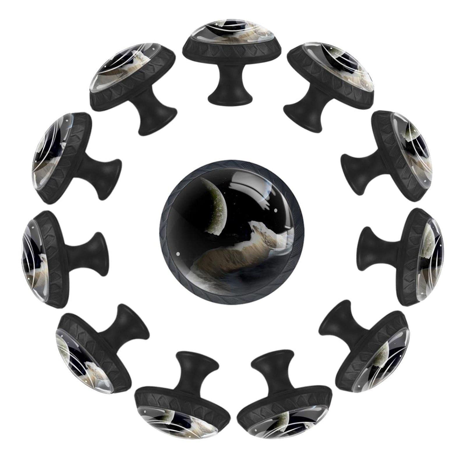 Boutons de tiroir Espace pour crèche et chambre d'enfant cosmique x12