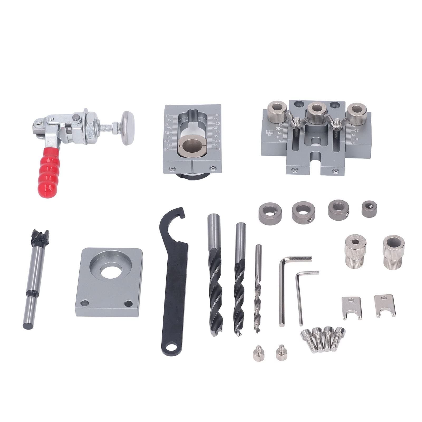 Kit Maschere per Fori Tascabili 3 in 1, Guida per Foratura con di Allineamento per Assemblaggio del Legno, Accessorio per Falegnameria Fai da Te e Lavorazione del Legno