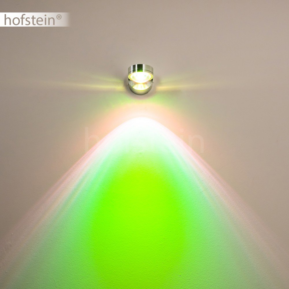 HOFSTEIN LED Wandlampe Harare, Wandleuchte in Chromfarben mit grünem Farbfilter, Wandstrahler mit Lichteffekt, 1-flammig, 3 Watt, 300 Lumen, 3000 Kelvin, Wohnzimmer, Esszimmer, Schlafzimmer, Flur