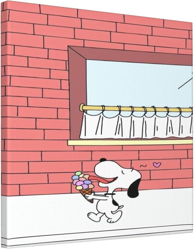 Amazon Co Jp Snoopy スヌーピー アートパネル 壁掛け 壁飾り ファッション絵画ポスター 木枠付きの完成品 キャンバスアートホームデコレーション 誕生日プレゼントとして 40x40x1 6cm ファッション