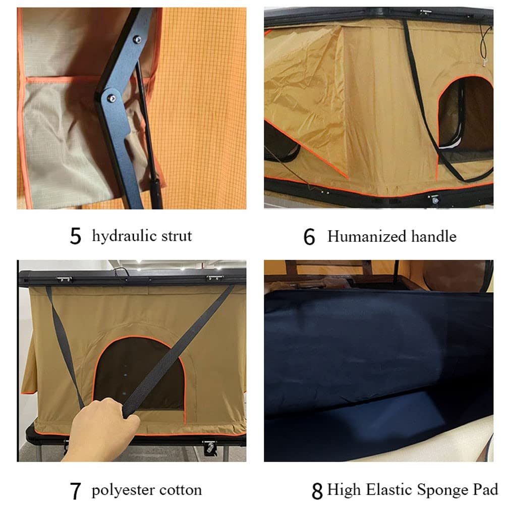 Tentes de Toit pour véhicules Tente de Toit pour Voiture Tente de Toit de Voiture Classique pour 3 Personnes, adaptée au Camping et à la randonnée avec échelle en Alliage d'aluminium