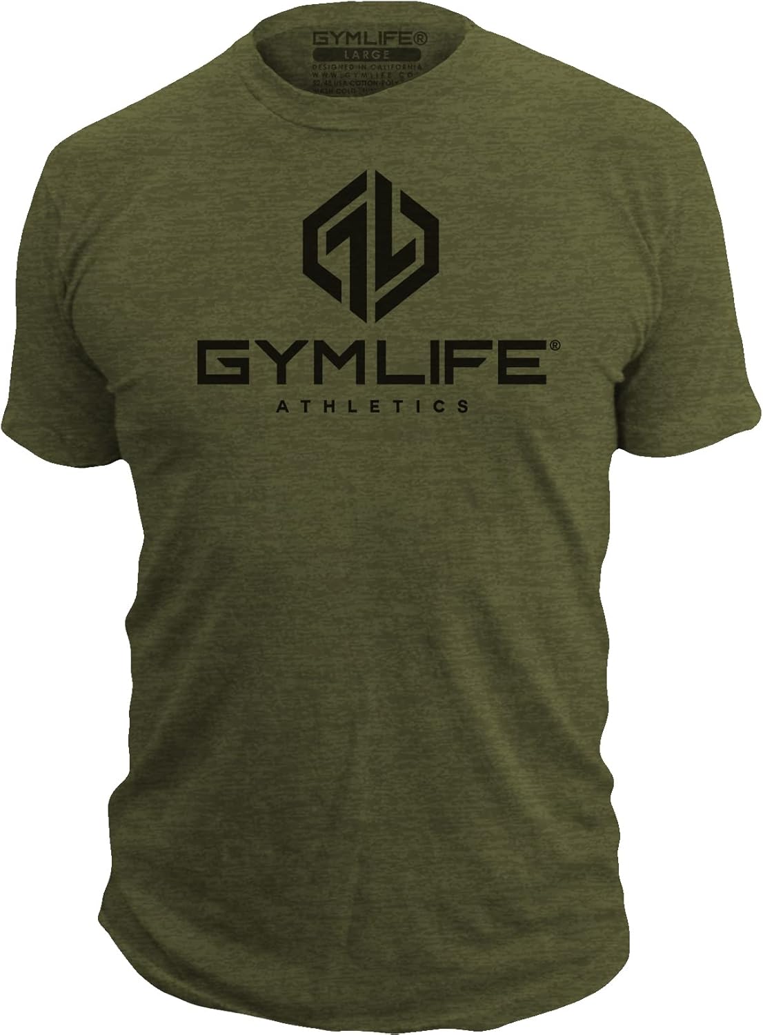 GYM LIFE Men's Power Up Athletic Performance Short Sleeve Workout T-Shirt, Black