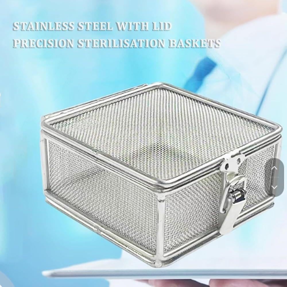 CucCe Cestello di disinfezione in acciaio inossida Cesto in acciaio inossidabile, fasce for dispositivi medici e apparecchiature di disinfezione(48 * 25 * 7cm,Mesh 1mm)