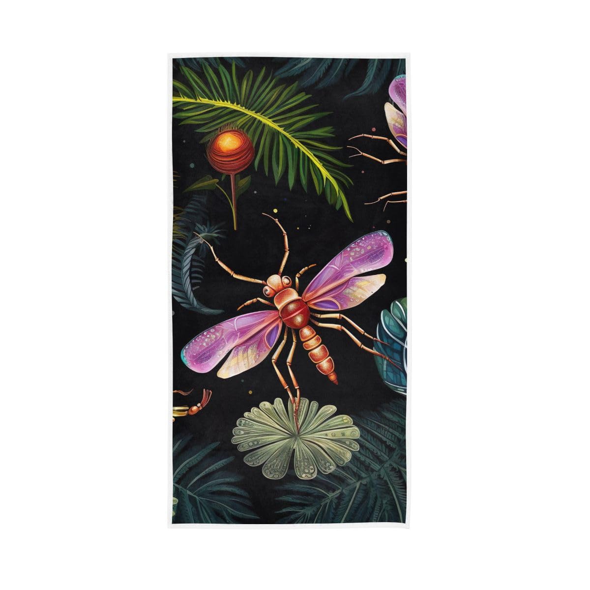 HUYGD Dragonflies on Green Plants Hand Towel, Hand Towels and Washcloths for Bathroom 15 x 30 Inches