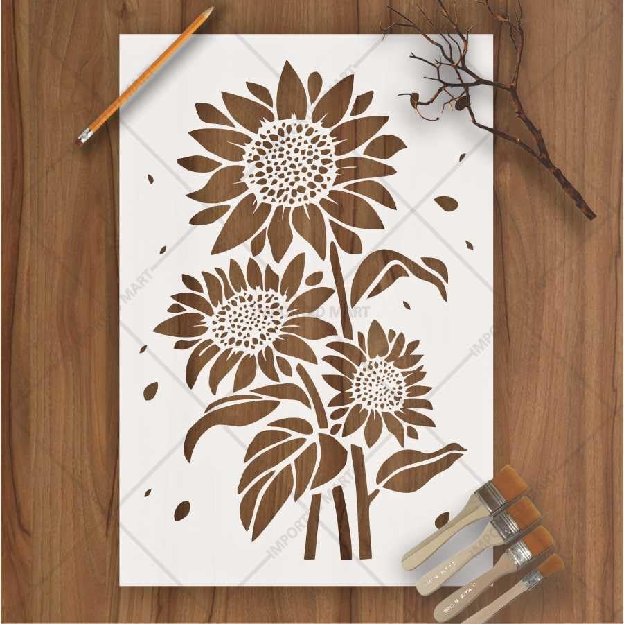 Ivana's Mandala Sunflower Bunch Stencil for Wall, Wood & Fabric Painting,Floral Bloom Design, Size -12 X 8inches. – IM-1209-image-25