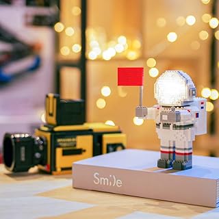 STEM Building Toy, Astronaut Mini Building Blocks Model with LED Light, Micro Blocks Gifts for Kids or Adult, DIY Bricks Toys (LED Version)