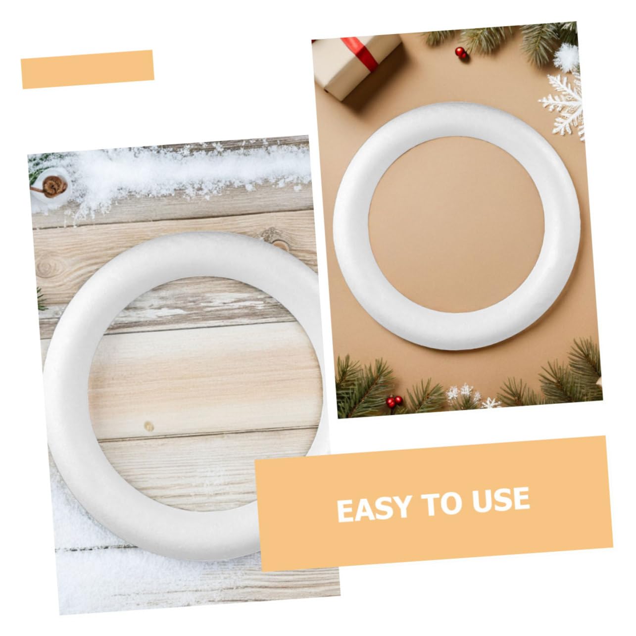 SOLUSTRE 3pièces Kit Couronne Noël Anneaux Mousse Ronds pour Décorations Fêtes Mariages Lot de Cercles DIY