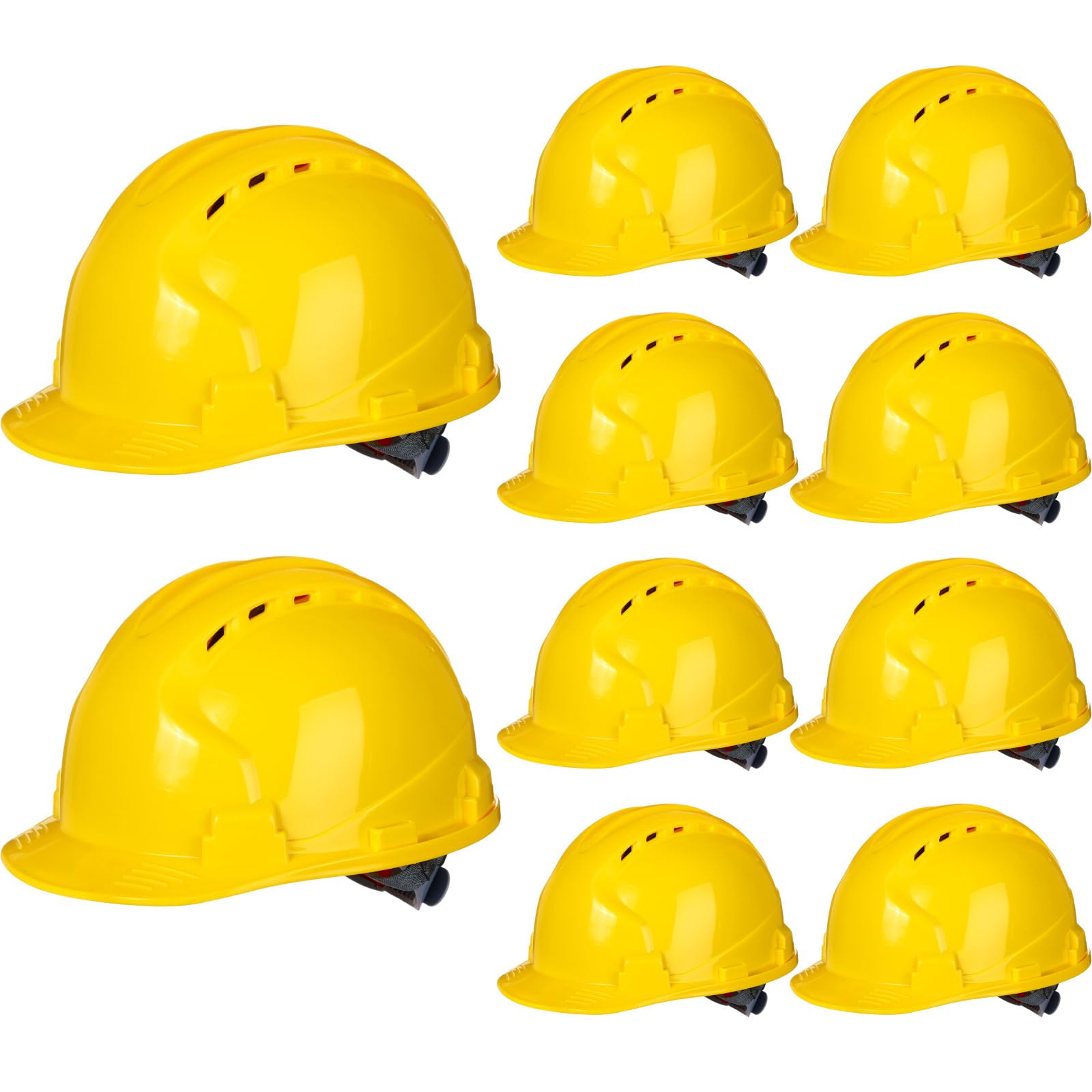 14 Pieces 4 pt. Suspension Hard Hat Bulk Safety Helmets ABS Construction Hardhats Adjustable Ratchet Hard Hats with Vents and Cotton Brow Pad Hard Hats for Men Work Head Protection Supplies