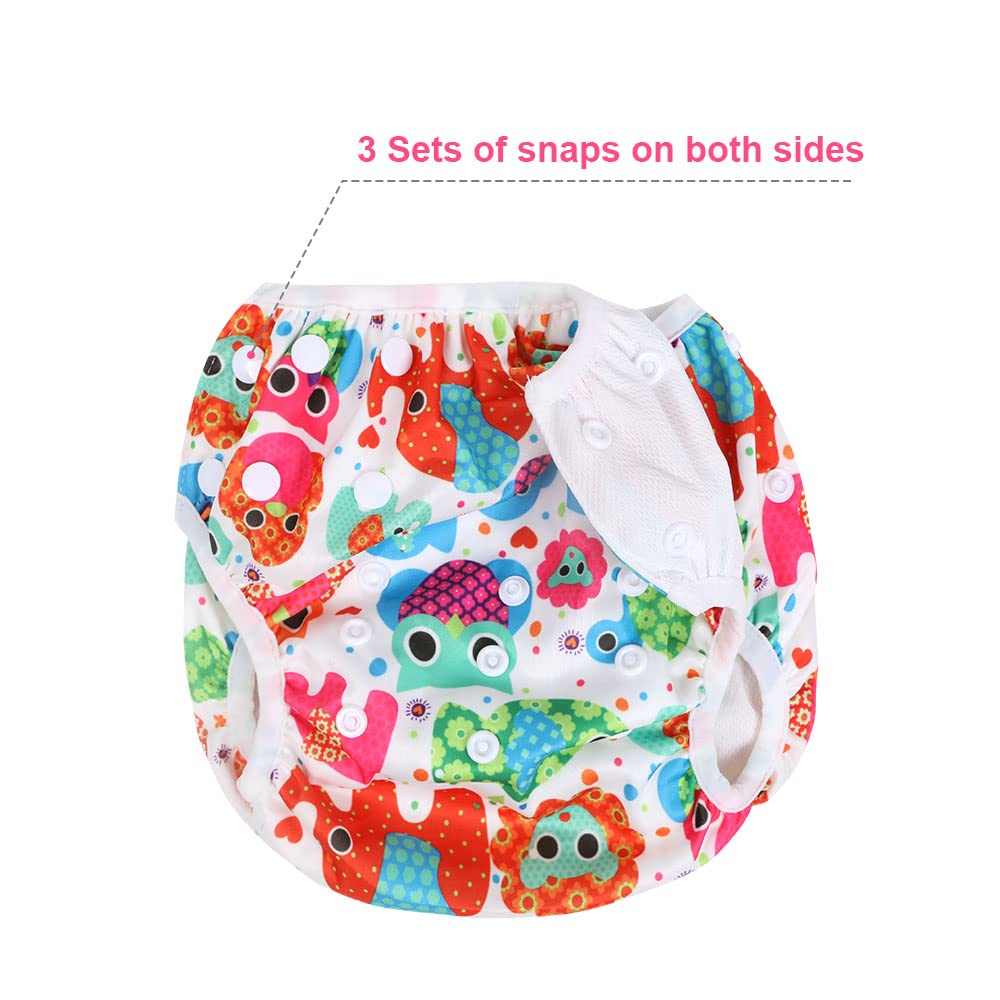 Vicloon Pannolino da Nuoto, 2PCS Pannolini Lavabili Pannolini da Nuoto, Costume Piscina Regolabile Riutilizzabile Costumi per Bambini, Impermeabile Pannolino Piscina, Animali Colorati e Sole Giallo