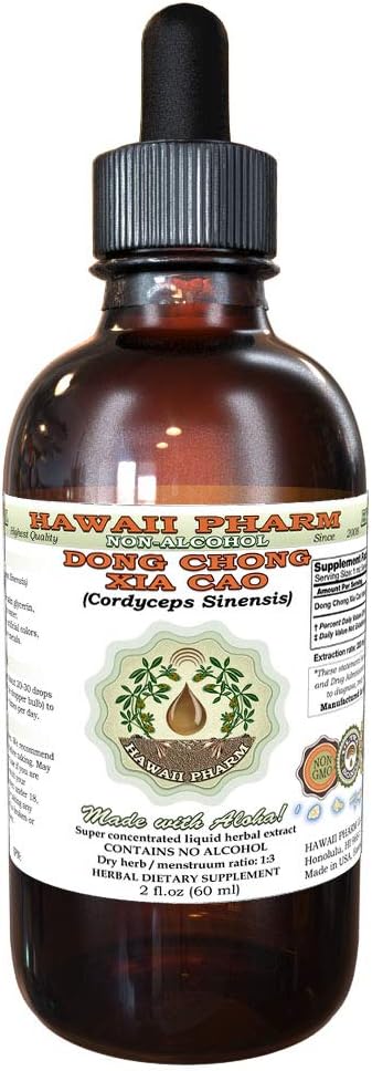 Hawaii Pharm Dong Chong Xia Cao, Caterpillar Fungus (Cordyceps Sinensis) Tincture, Dried Fungus Liquid Extract, Dong Chong Xia Cao, Glycerite Herbal Supplement 2 Oz