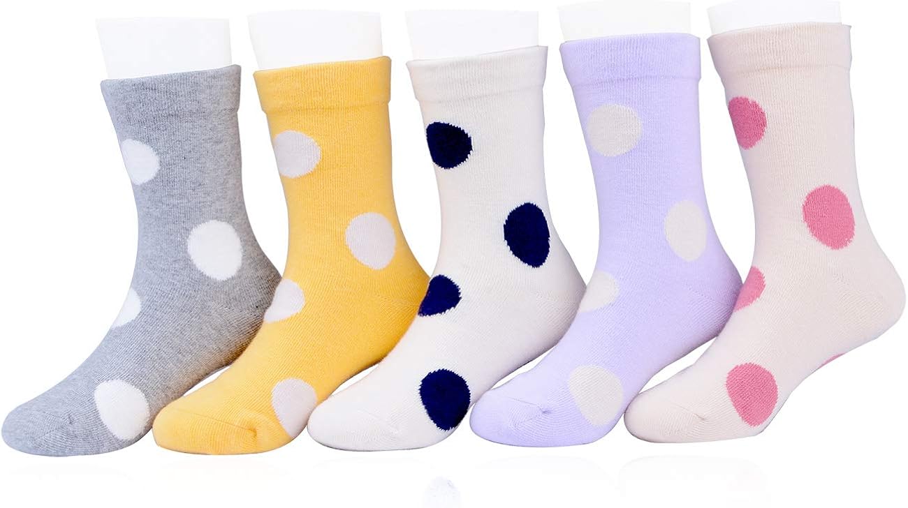 Tandi Kids Girls Cotton Cute Socks Low Cut Crew Ankle No Toe Seam Pack of 5