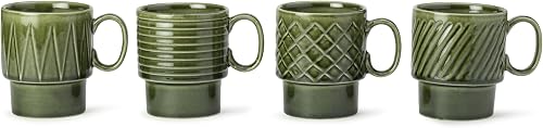 Bodhi House Stackable Ceramic Cups Set of 4 Pieces (150 ml)