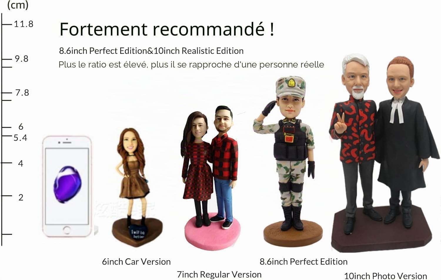 Figurine Bobblehead personnalisée avec votre photo, figurine faite à la main pour petit ami, mari, patron, Noël (1 personne)