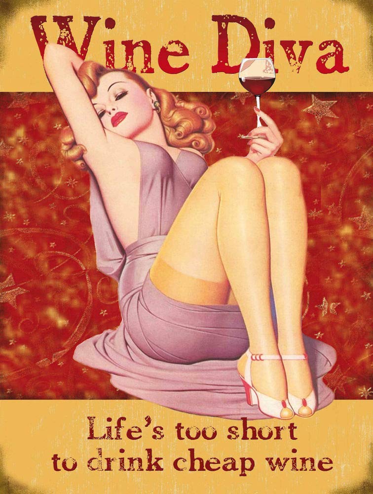 Biopracess Metalpostera56967 Retro Style Wine Diva Sign Metal Sign Tin Warning Sign 8X12 Inches
