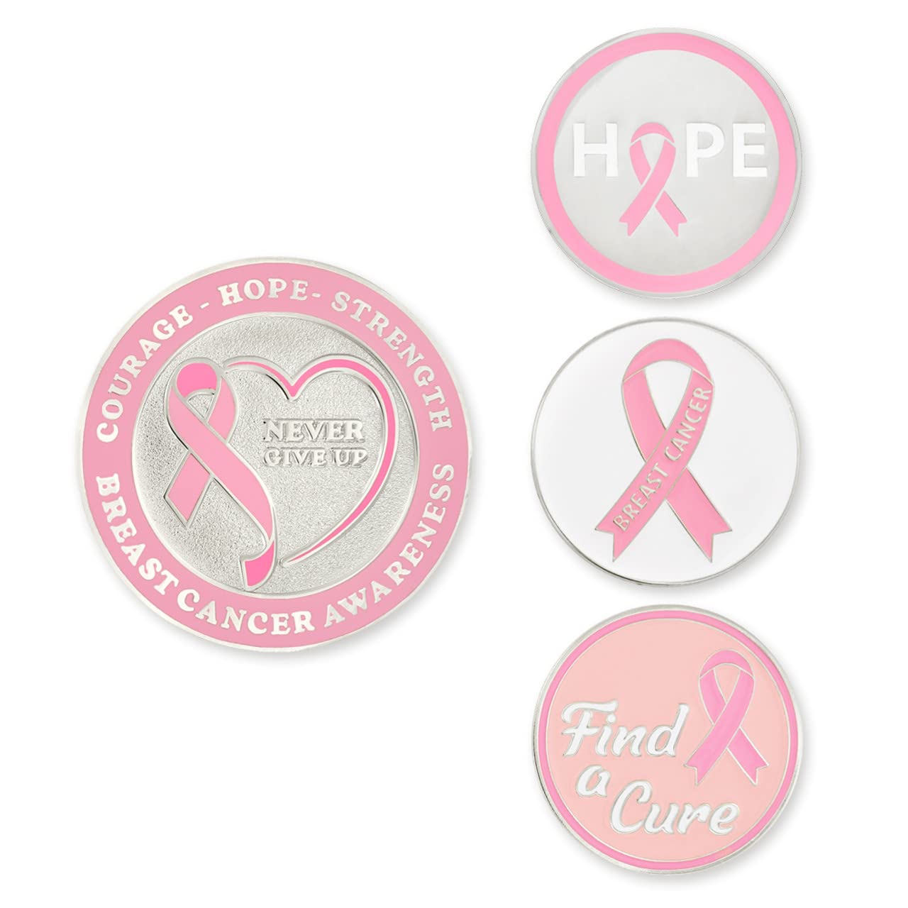 PinMart's Breast Cancer Awareness Golf Essentials Gift Set, Golf Divot Tool, Hat Clip, Magnetic Ball Markers, Large Ball Marker with Presentation Box- Gifts and Accessories for Men and Women