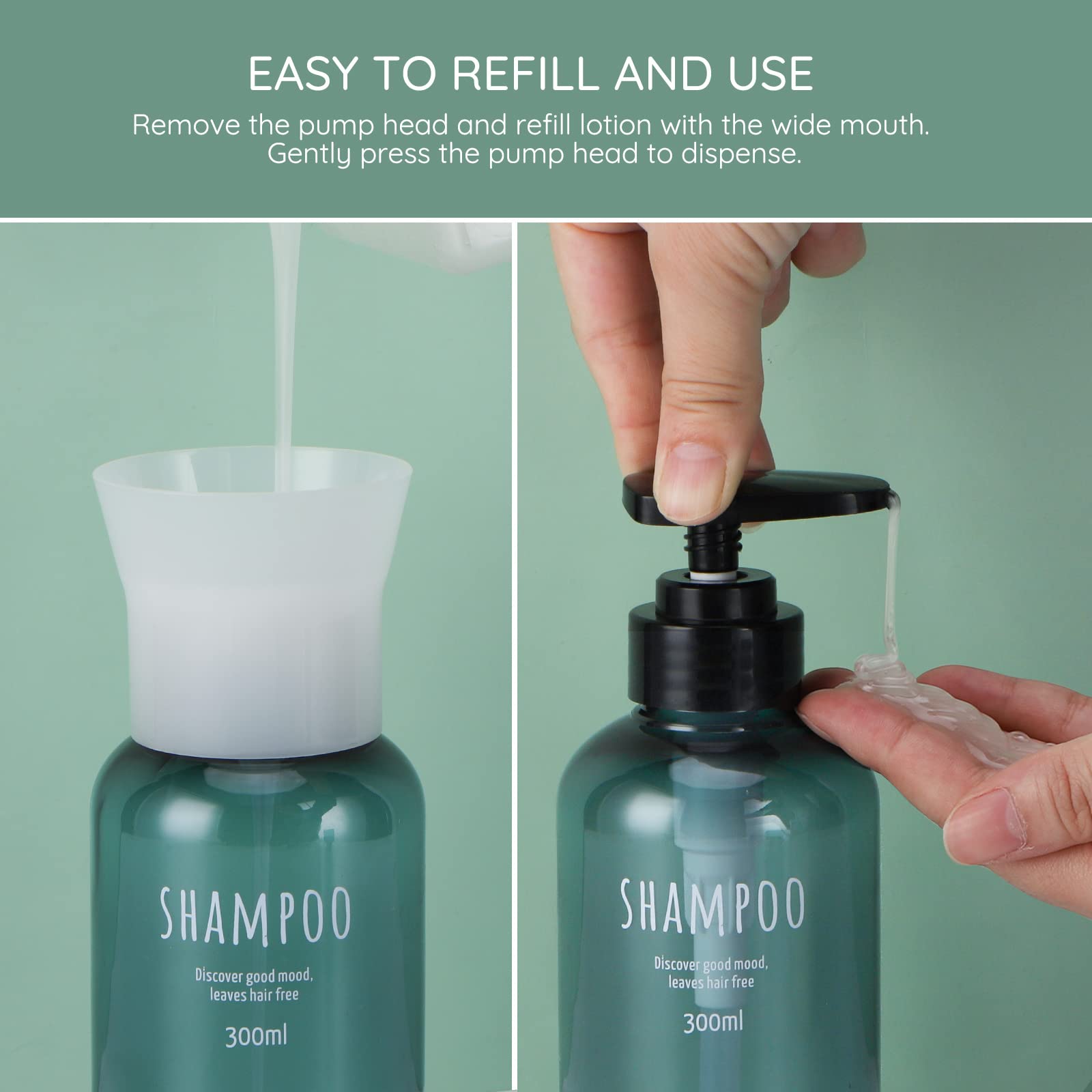 3er-Set Nachfüllbare Flüssigseifenspender (je 300 Ml) Mit Aufklebern – Für Shampoo, Duschgel & Mehr, BPA-frei & Reisefreundlich