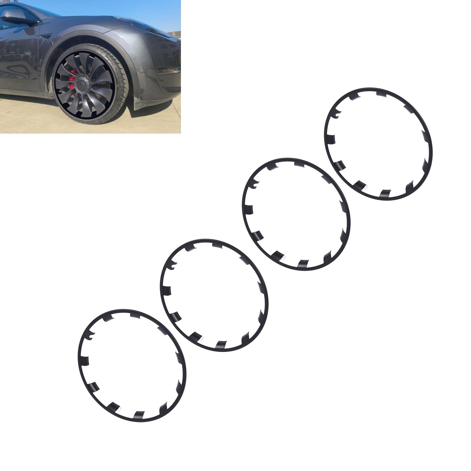 Lybunair 4PCS Wheel Rim Guarding Ring Decorative Precise Fit Replacement for Type Y 21in 2021-2024 (Black)