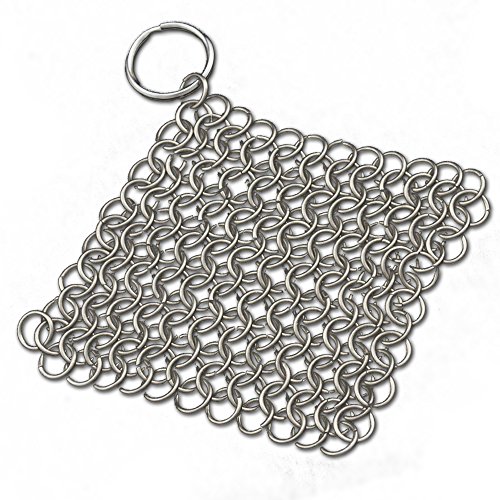 Image of Chain Mail Cast Iron Cleaner Mini - 5x4 Inch Stainless Steel Chainmail