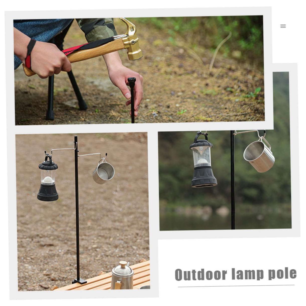 KESYOO 1Set Folding Light Stand for Camping Fishing and Outdoor Activities Lightweight Light Holder with Dual Hooks for Secure Attachment Black