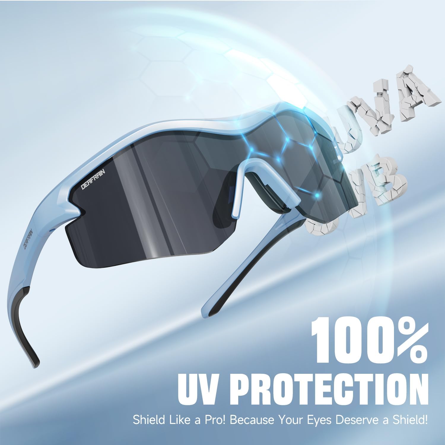 DEAFRAIN Sports Sunglasses for Men Women UV Protection Running Glasses for Baseball Cycling Fishing TR90 Unbreakable Frame - Image 2