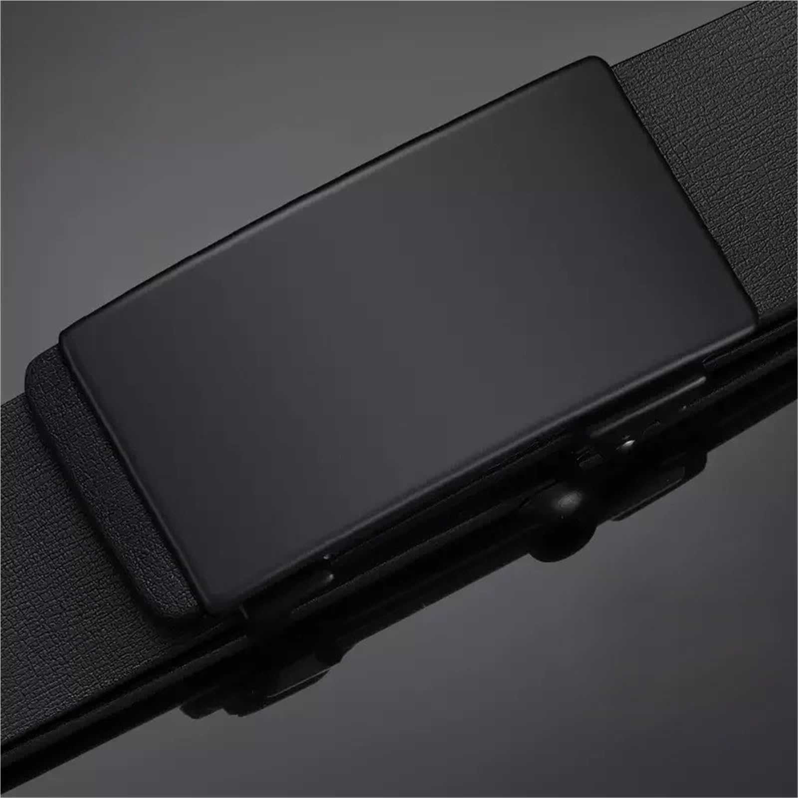 Cinturón de cuero para hombre, negro, metal, sin dientes, hebilla automática, para negocios, casual, de poliuretano, moda para hombre