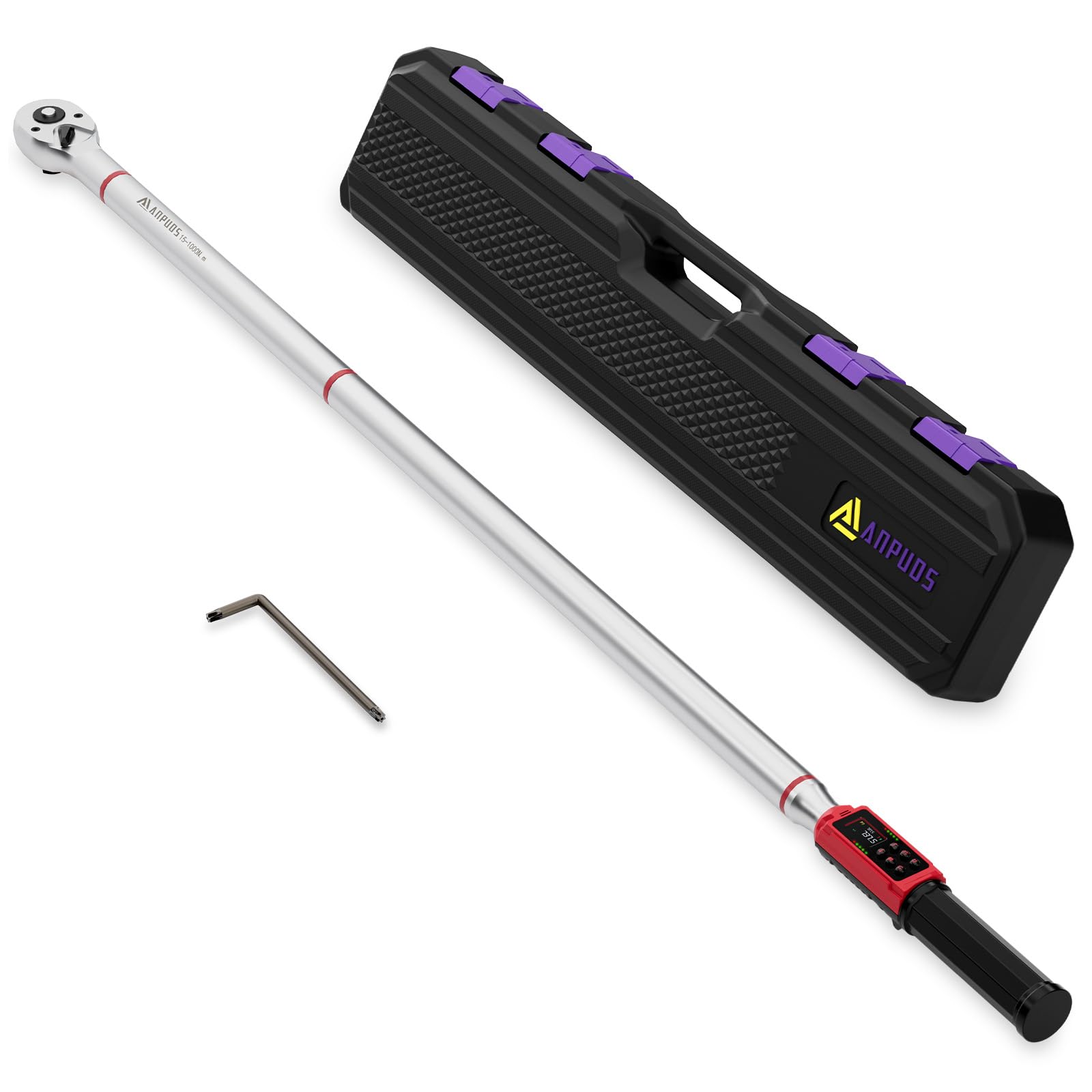 Digital Torque Wrench 3/4-Inch Drive, 11-737.5 Ft.lb/15-1000 Nm, Heavy Duty Electronic Torque Wrench with ±1% Accuracy, Vibration, Buzzer and LED Flash Notification for Truck, Tractor