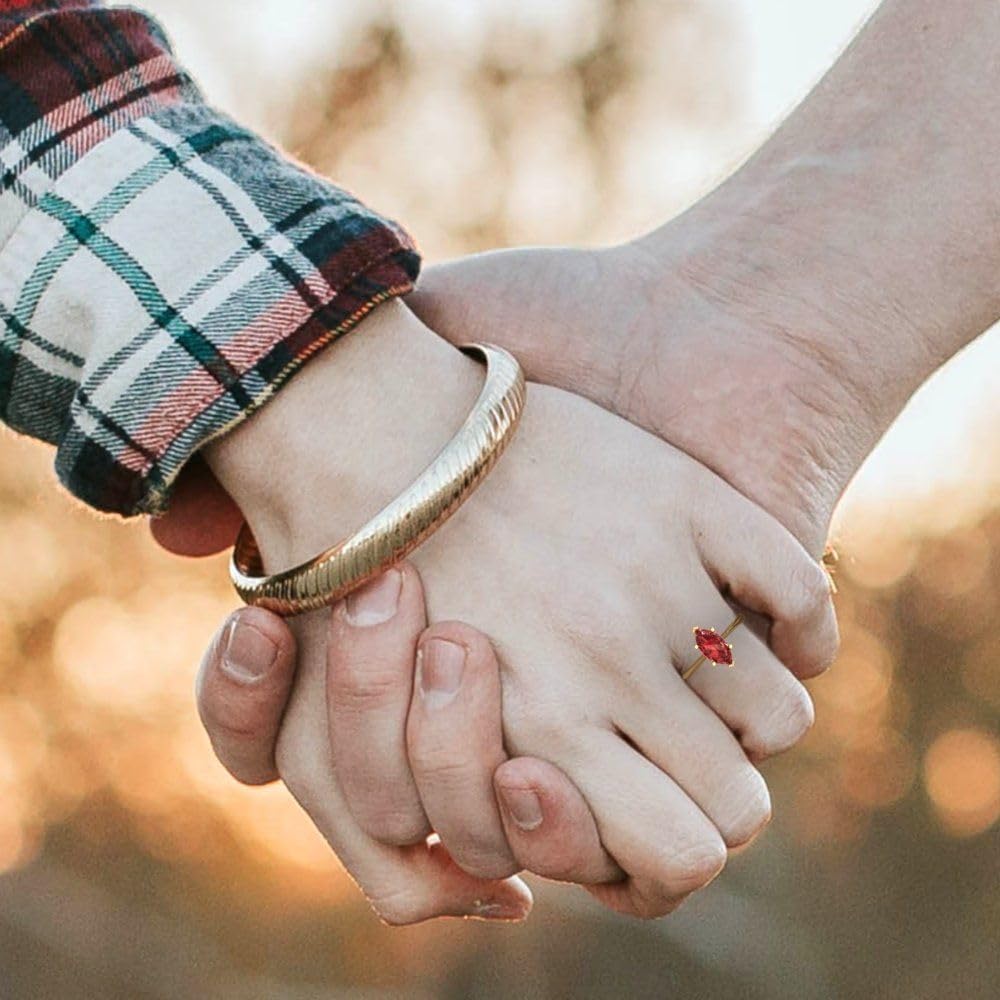 Clara Pucci 14K Solid Gold Engagement Ring for Women | 1.5 cttw Garnet Marquise Cut Solitaire | Real Yellow Gold Wedding Ring - Image 5