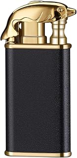2022 New Crocodile Lighter, Windproof Cool Fancy Double Jet Flame Butane Lighters,Jet Windproof Inflatable Lighter Novelty Lighter Gift for Men (Dolphin, Black)
