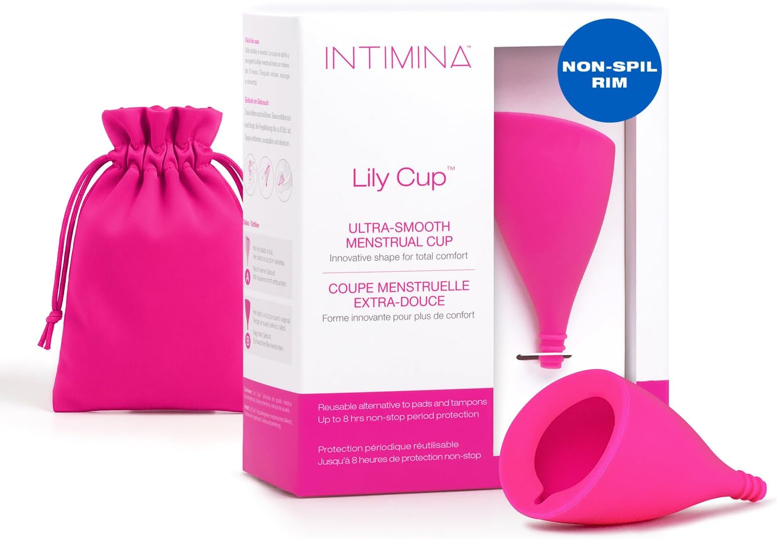 Intimina Lily Cup Size B - Ultra-Soft Menstrual Cup, Reusable Period Protection, Thin Menstrual Cup for up to 8 Hours, Medical-Grade Silicone Women’s Period Care