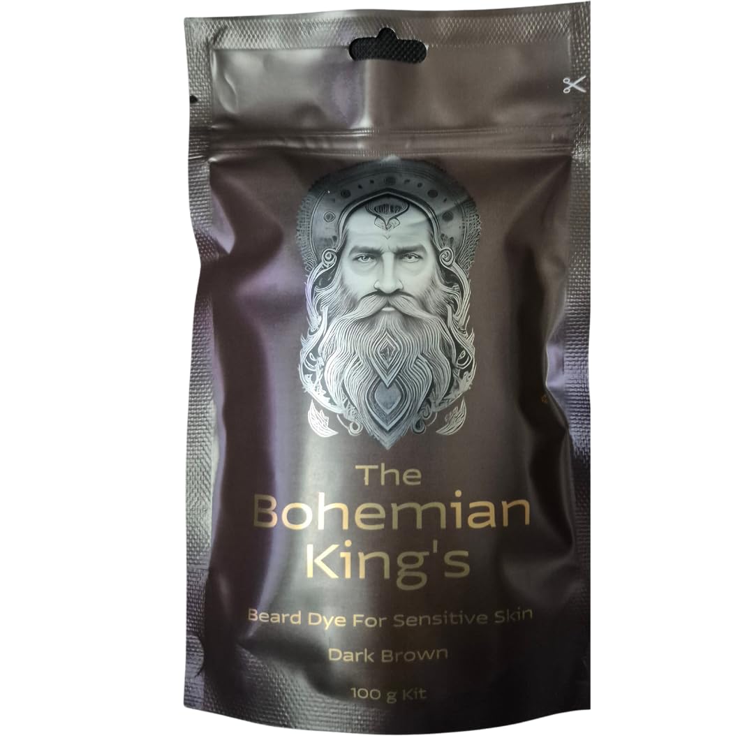 Tinte para Barba de The Bohemian King's para Hombres – Marrón Oscuro | Orgánico, Libre de PPD, Libre de Amoniaco | Coloración Suave para Barba para Piel Sensible | Fórmula Natural a Base de Plantas