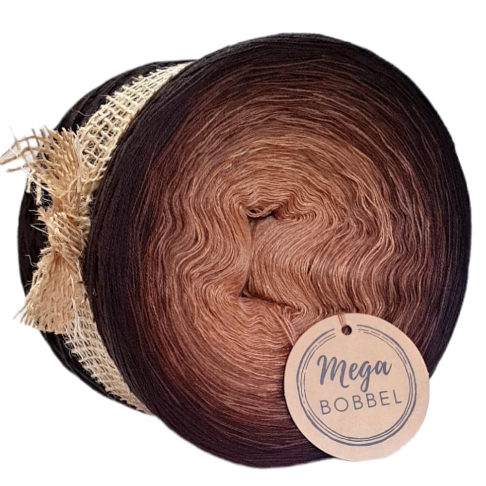 MegaBobbel*Schokotraum*A273* (Außenfarbe: Schokolade) Farbverlaufsgarn - Lace Garn Bobbel Wolle zum Häkeln & Stricken - 50% Baumwolle/50% Polyacryl (4 fädig, 3750m)