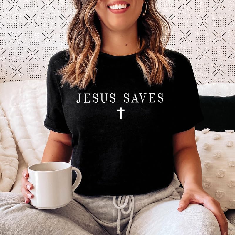 Love in Faith | Jesus Saves | Christian Short Sleeve | Faith-Based Apparel | Black | Unisex3