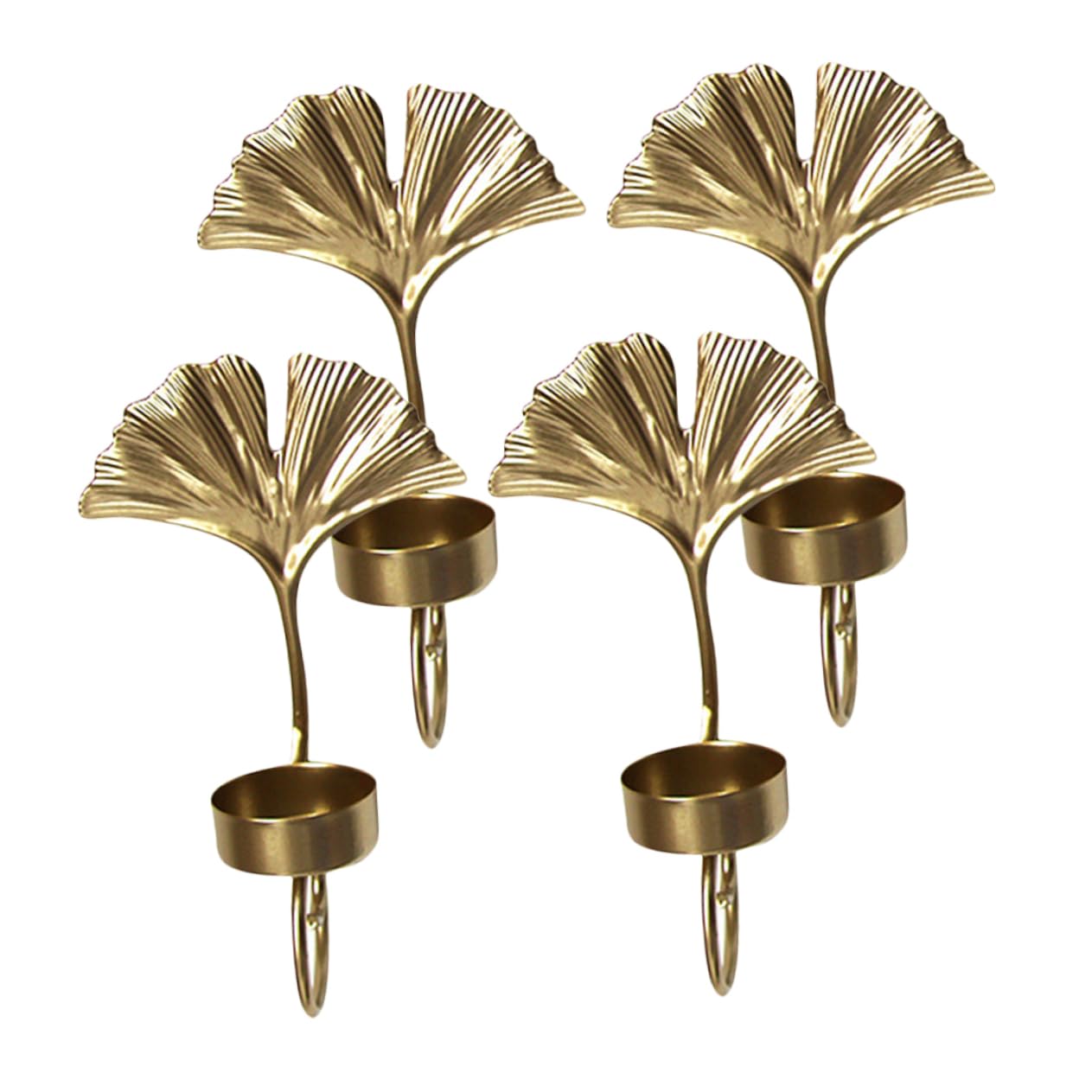 OUNONA 2 Set Portacandele Da Metallo Forma Foglia Decorazione Per Interni Per Sposi E Appassionati Design 4 Pezzi*2