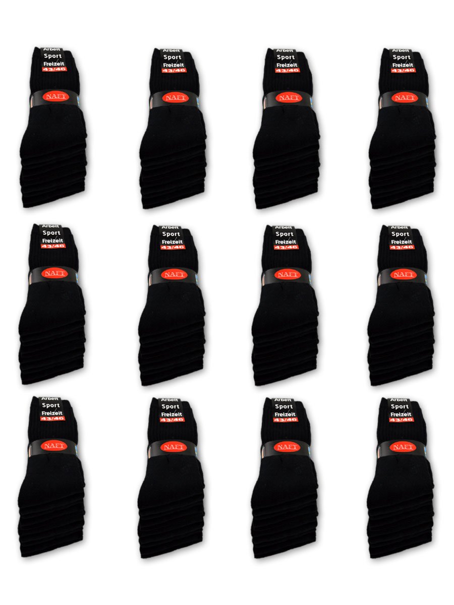 10 bis 60 Paar Sportsocken Tennissocken Arbeitssocken Herren Damen Socken Schwarz Baumwolle