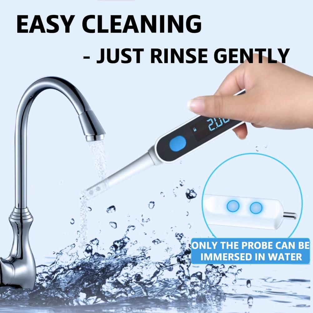 Pool Salt Tester, Salinity Meter with Dual Value Display, High-Precision Food Salt Meter, Handheld Hydrometer (Sg) with Salinity and Temperature 3-in-1,A