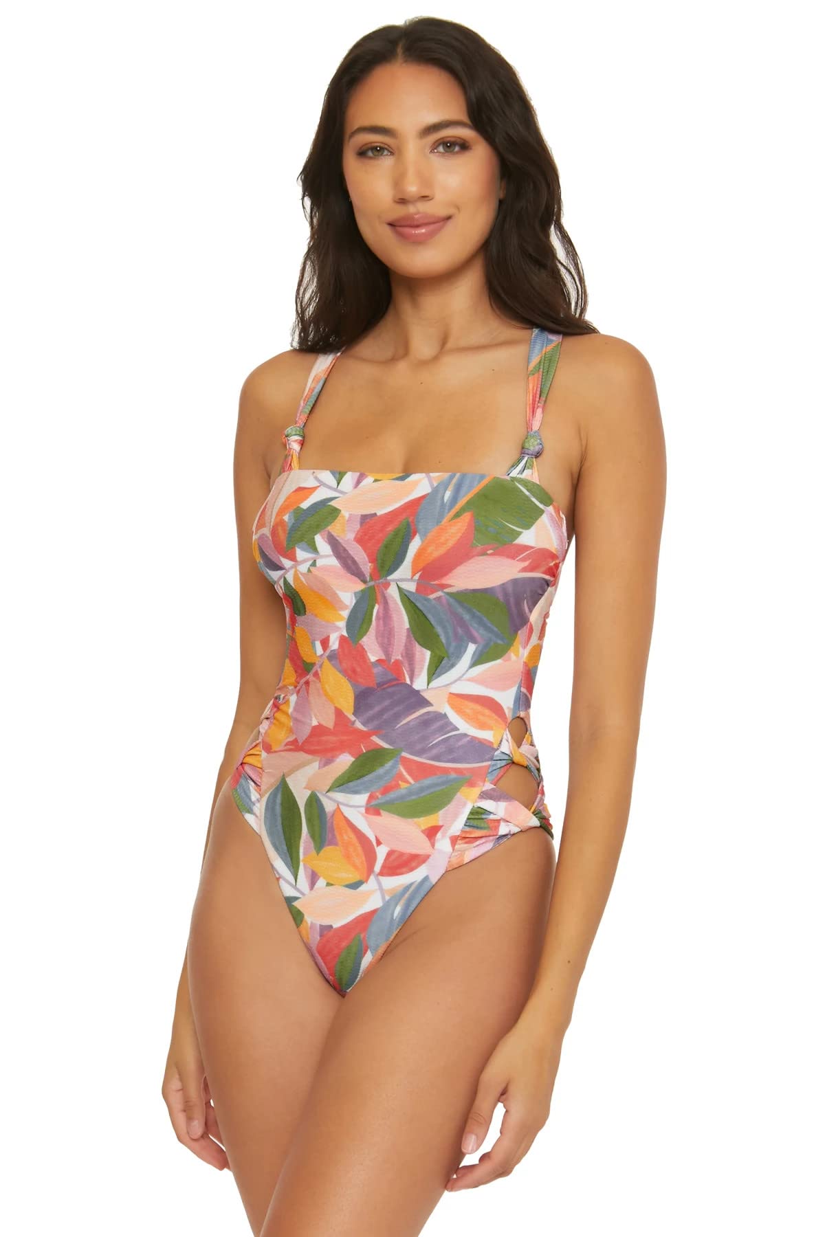 Photo 1 of BECCA by Rebecca Virtue Bora Bora - Women's High Leg One Piece Swimsuit, Tropical Print, Bathing Suits for Women, Multicolor, Large