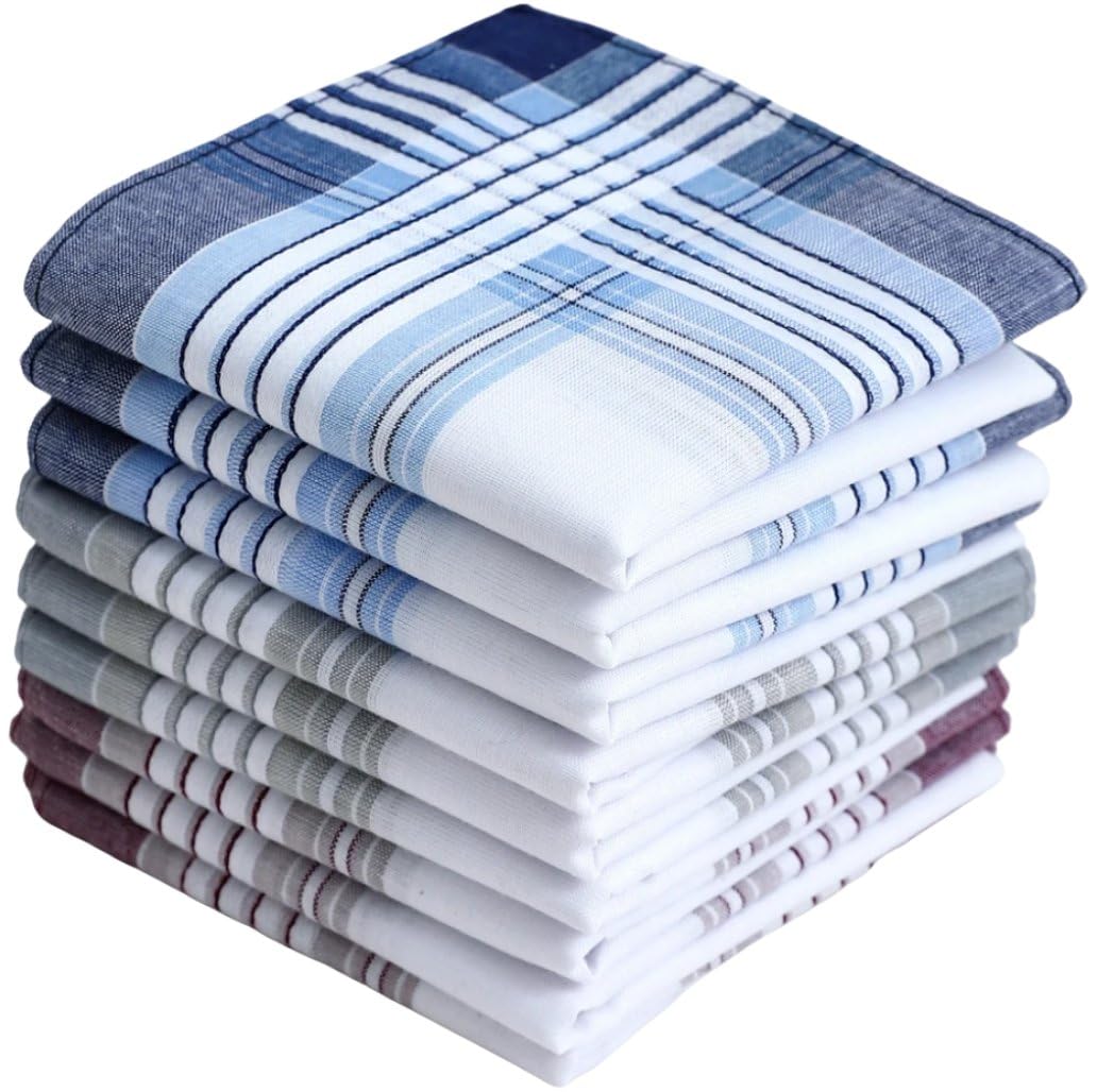 Baokuan Men's As Shown 9Pcs Handkerchiefs Cotton – Soft & Breathable Hankies For Classic Design For Prom, Weddings, Celebrations, And Gift For Grooms 40Cm*40Cm