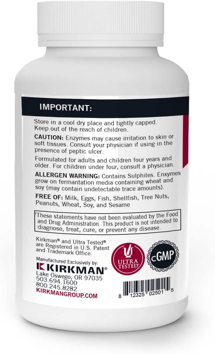 Kirkman - Enzyme Complete/DPP-IV - 120 Capsules - Potent Digestive Aid - Broad Spectrum Digestive Enzyme - Hypoallergenic