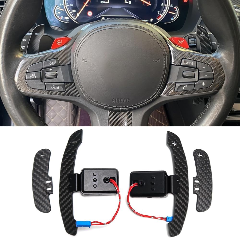 Magnetic Steering Wheel Paddle Shifter for BMW M2 M3 M4 G87 G20 G30 G80 G82 G01 G05 G07 F15 F80 F82 F87 F30 Z4 G29 F30 G22 X3 X5 X6 X7 M All Models Carbon Fiber Paddle Extension for Toyota Supra 18+
