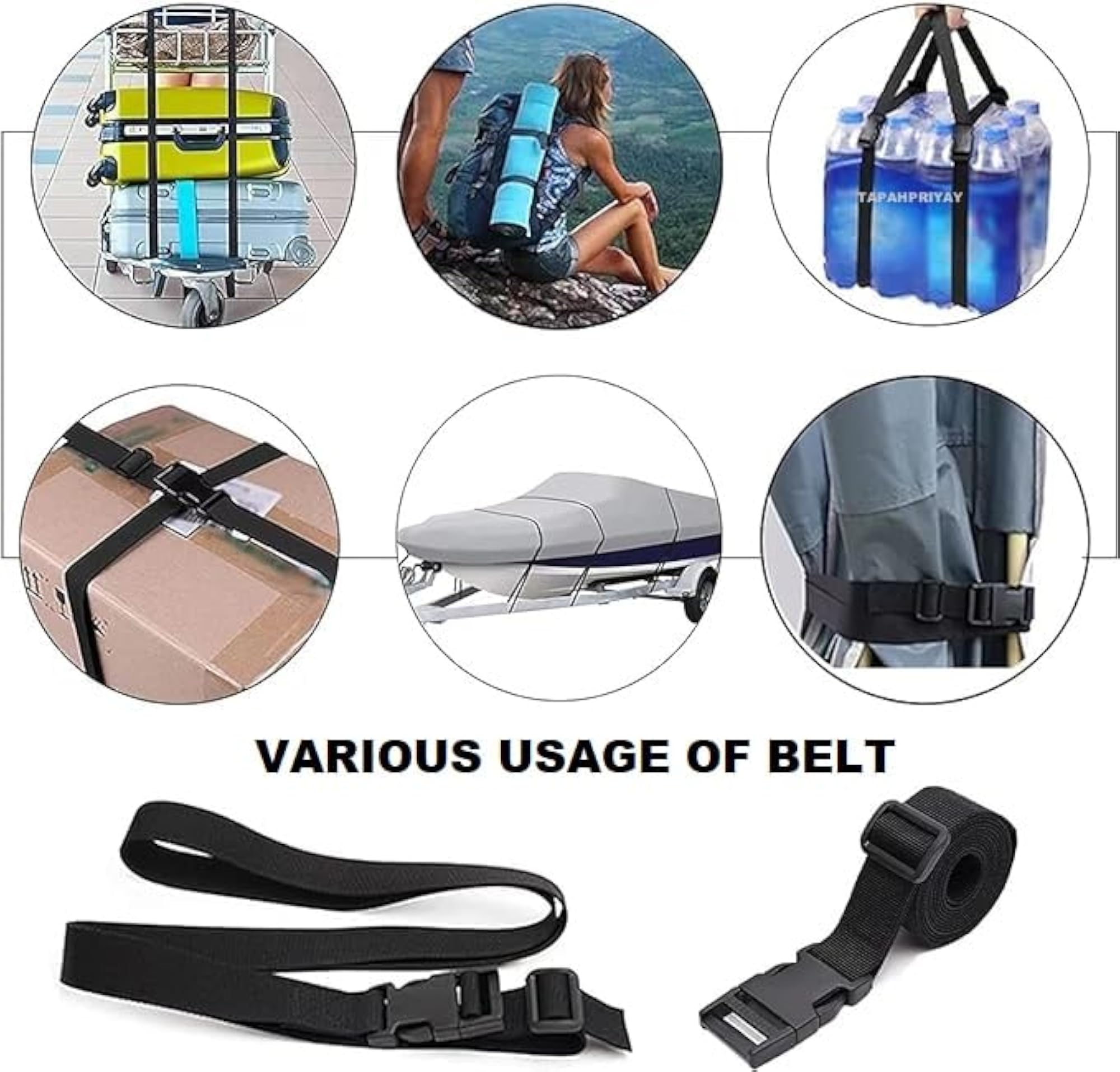 10 feet Long Utility Strap Belt with Quick-Release Buckle