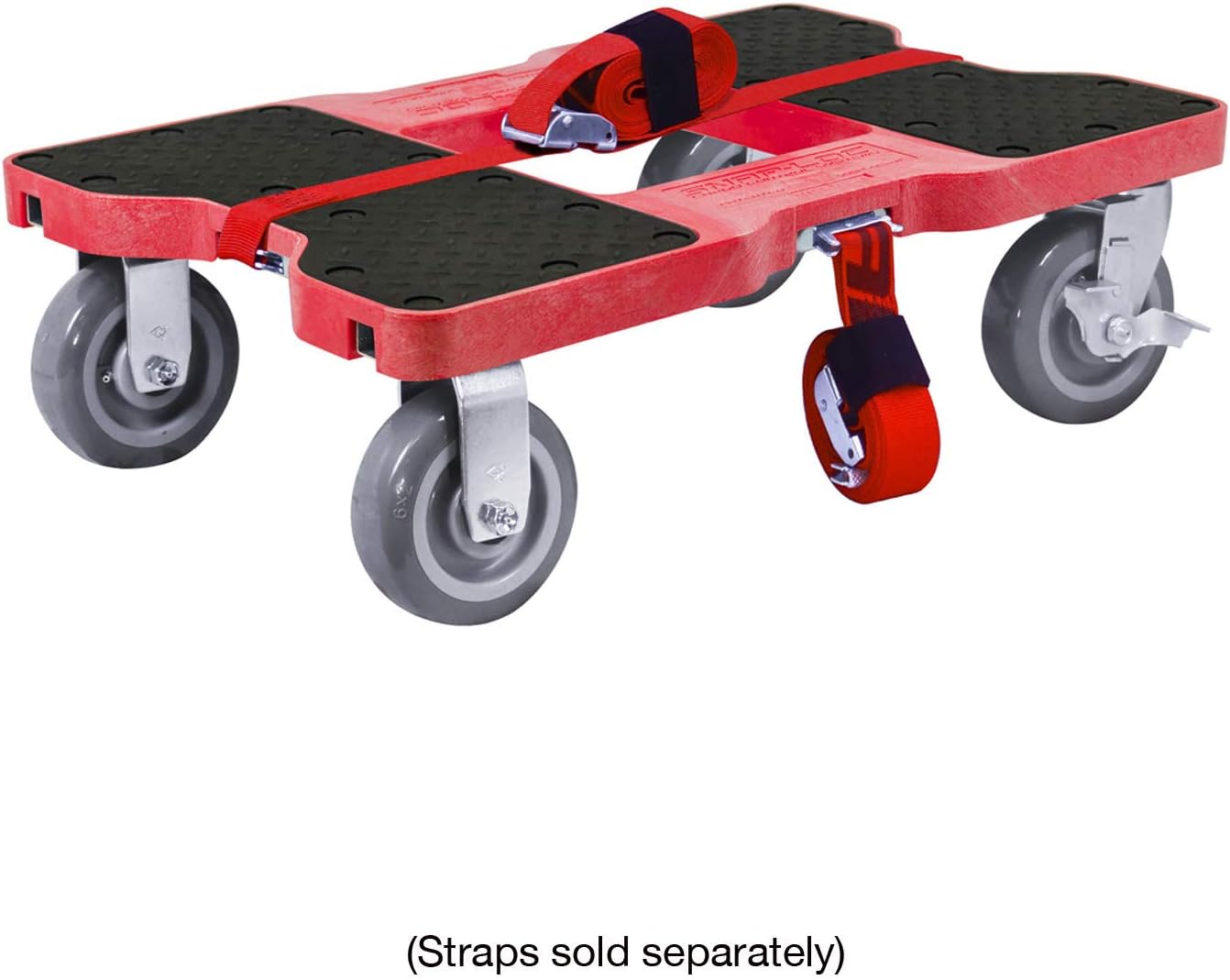 SNAP-LOC 1800 LB Super-Duty Dolly RED (USA!) with Steel Frame, 6 inch Casters and Optional E-Strap Attachment