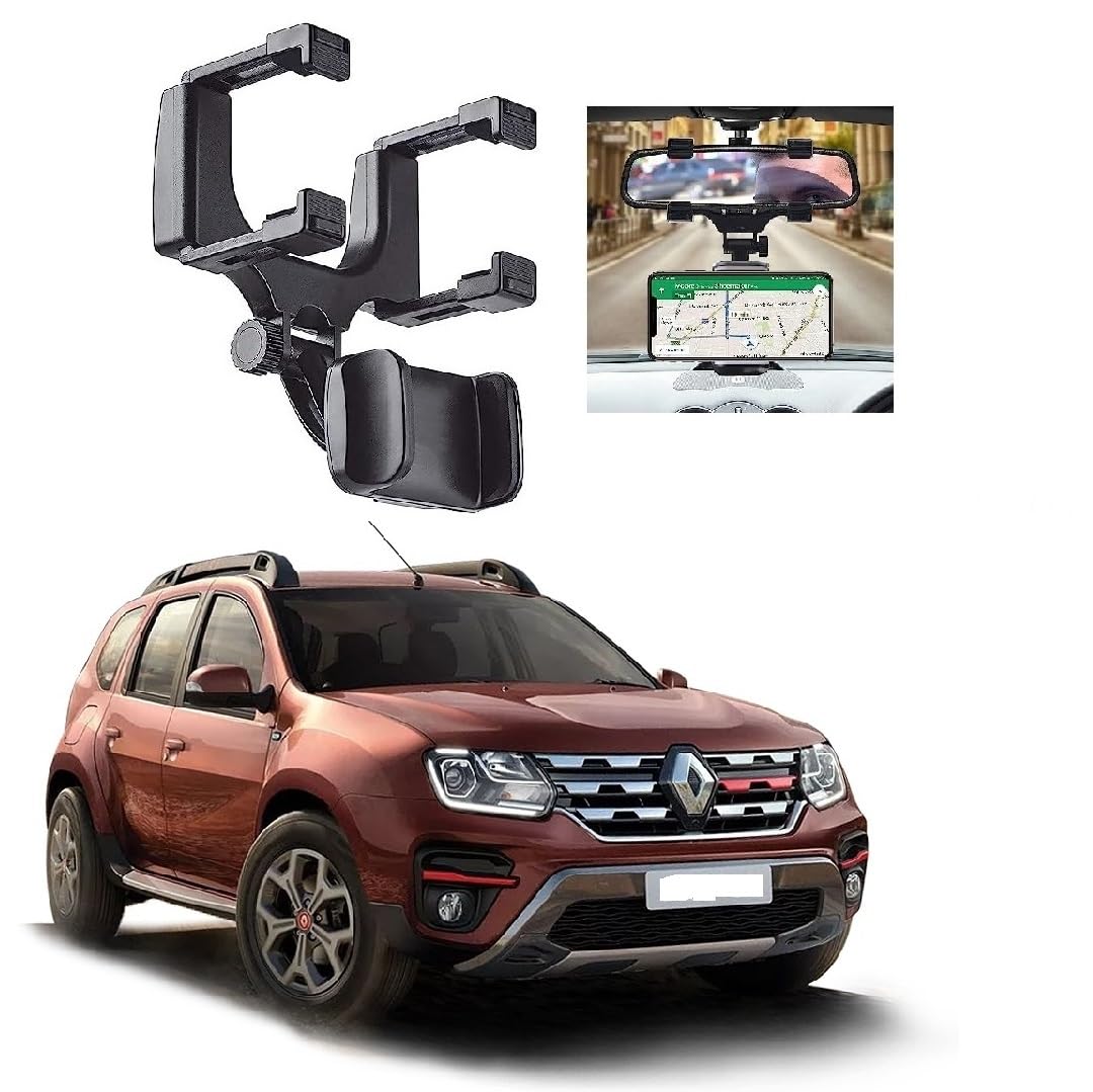 Car Hanging Rear View Mirror Mobile Phone Holder Mount Stand 360 Degree Rotational Compatible with Renault Duster Type-3-image-49