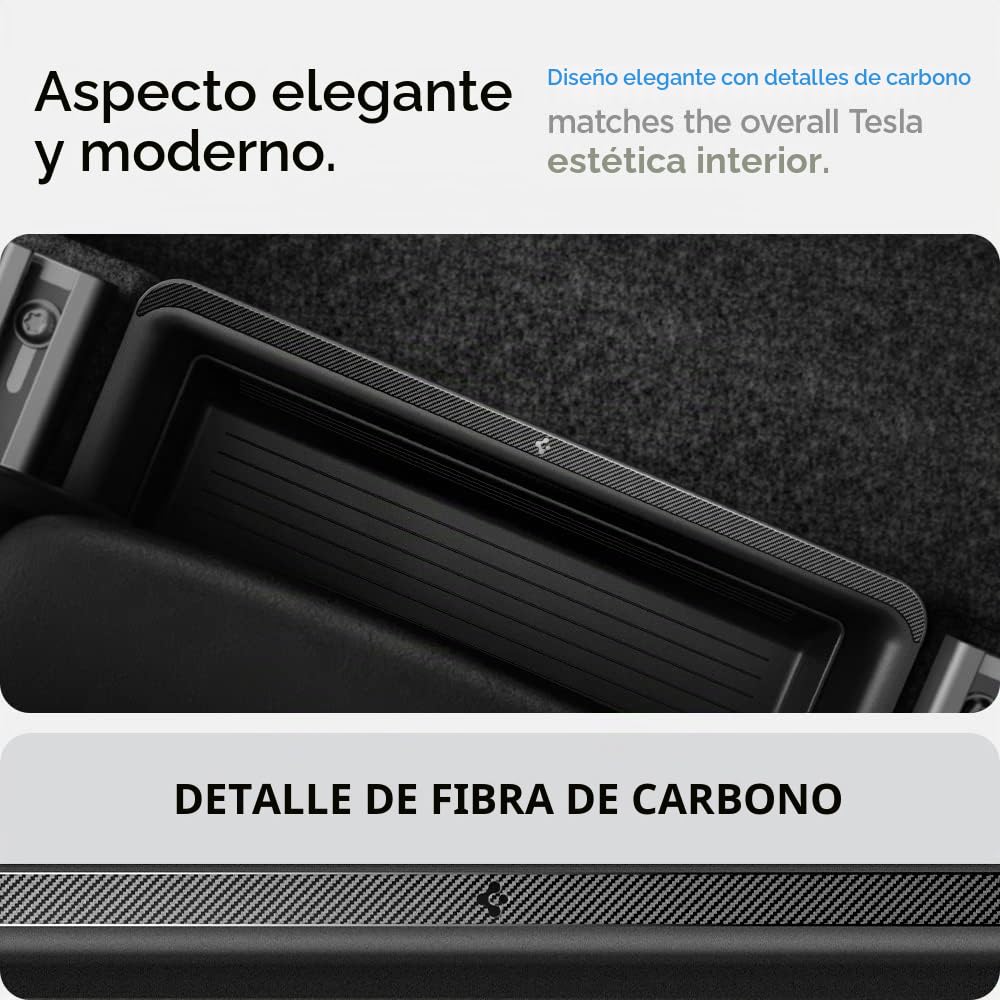 Spigen Organizador de caja de almacenamiento debajo del asiento (edición de carbono) diseñado para Tesla Model Y 2022-2021